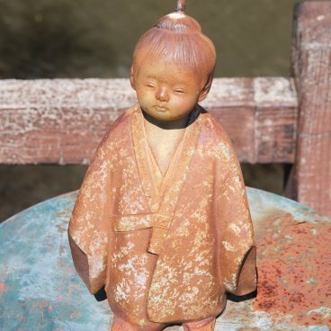 Sawara (Katori, Chiba), Japanese statuette on the bank of the waterway