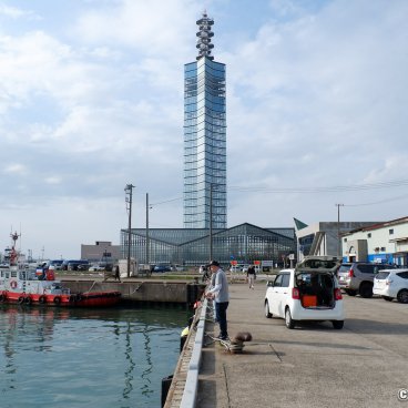 Akita, Michi no Eki Akitato road station and Selion Tower
