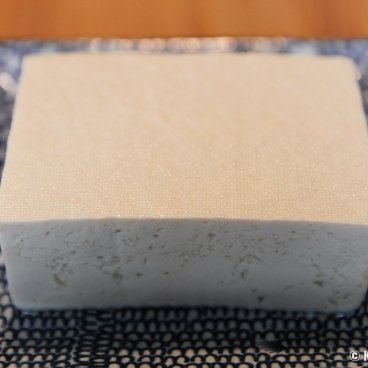 Firm tofu (momen) in a plate