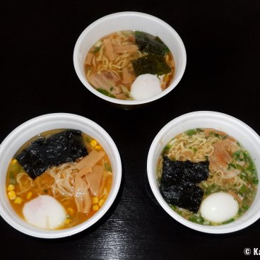 Instant shoyu and miso ramen with toppings (nori seaweed, eggs and menma bamboo sprouts) 2