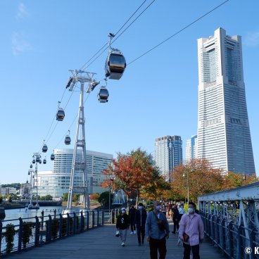 Yokohama Air Cabin, View on the cabins from Kisha-michi Walkway