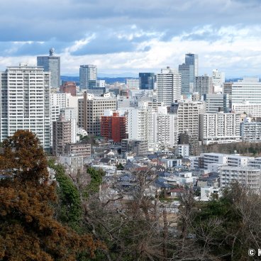 Sendai Castle, View on the modern city from Mount Aoba