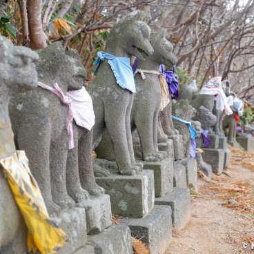 Takayama Inari-jinja (Aomori), Statues of Inari's messenger foxes