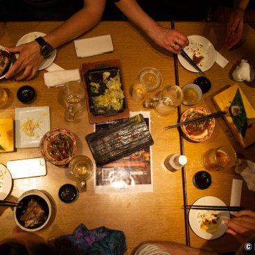 Table at an izakaya pub of Tokyo