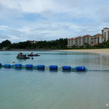 Cape Busena (Nago, Okinawa Honto), View on the beach and The Busena Terrace Hotel