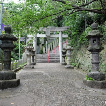 Washio Atago-jinja (Fukuoka), Stairway and torii gate in the shrine's grounds