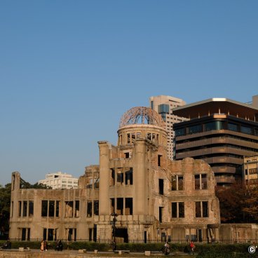 Hiroshima Orizuru Tower, View on the building behind the Genbaku Dome