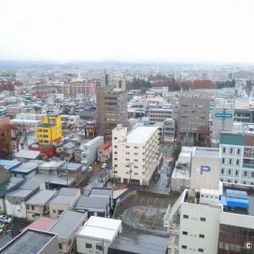 Aomori, View on the city from the Hotel Aomori