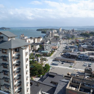 Wakura Onsen, Panorama on Nanao Bay from the ryokan inn Kagaya 