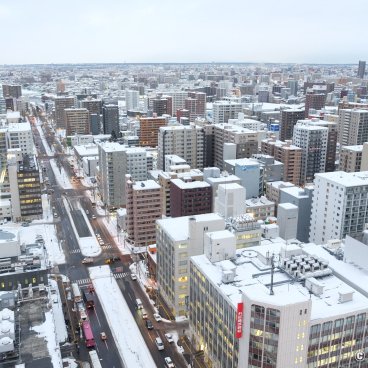 Sapporo TV Tower, Panoramic view on the city in winter