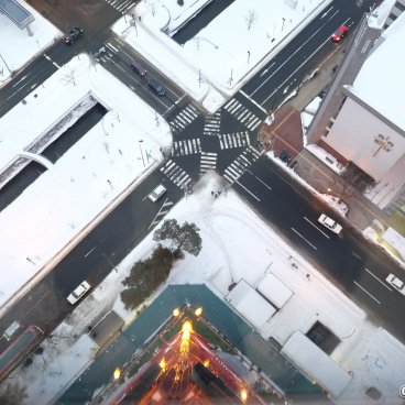 Sapporo TV Tower, View on the streets in winter