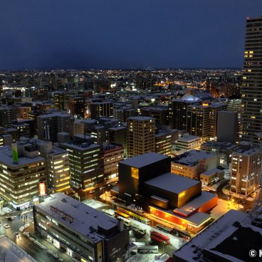 Sapporo TV Tower, Night view on the city in winter 2