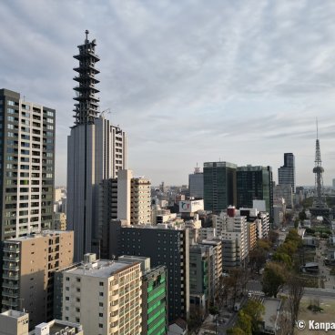 Hisaya Odori (Nagoya), Drone view on the park and the Mirai Tower 2