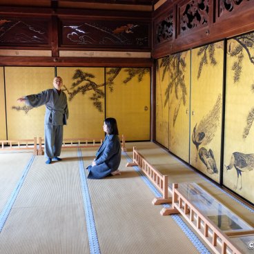 Daijo-ji (Kasumi, Hyogo), Fusuma painting "Pine trees and peacock" by Maruyama Okyo 2
