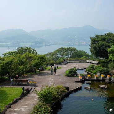 Glover Garden (Nagasaki), View on the port from the Former Mitsubishi Shipyard No.2 Dock House