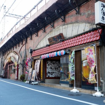 Yurakucho (Tokyo), Okinawa specialties restaurant under the railway tracks at the south of the station
