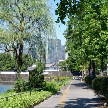 Hibiya (Tokyo), Sidewalk hugging the moats in the south-east of the Imperial Palace 2