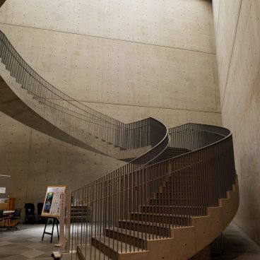 Akita Prefectural Art Museum, Stairway and triangle-shaped lightwell designed by Tadao Ando 2