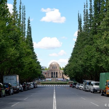 Meiji Jingu Gaien (Tokyo), Icho Namiki Avenue lined with green ginkgo trees in summer