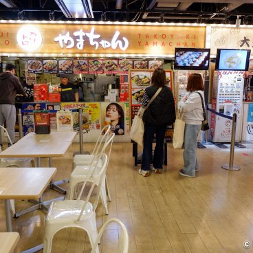 Odaiba Takoyaki Museum (Tokyo), View on the food court and its various shops 2