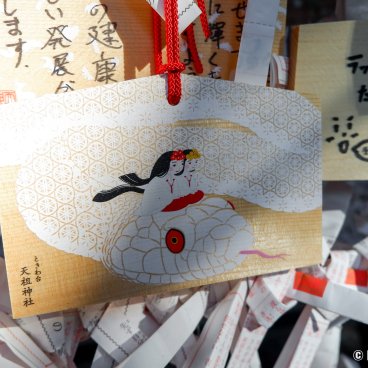 Itabashi (Tokyo), Ema votive plate portraying 2025's Chinese zodiac sign the snake at Tokiwadai Tenso-jinja shrine