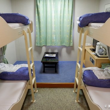 Shin Nihonkai Ferry, State Room B with bunk beds on the Hamanasu (Maizuru-Otaru cruise)