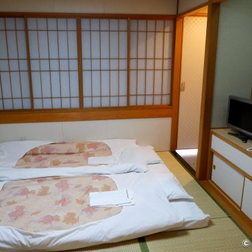 Shin Nihonkai Ferry, State Room B with tatami and Japanese bedding on the Hamanasu (Maizuru-Otaru cruise)