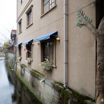 Nagahama, View on the waterway behind Hikiyama Museum