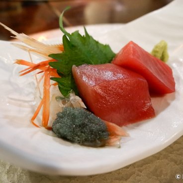 Tamachi Bukeyashiki Hotel (Kakunodate), Sashimi and shrimp caviar