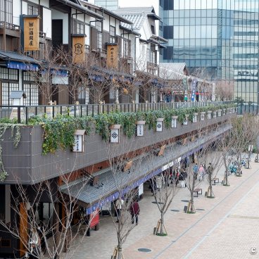 Toyosu Senkyaku Banrai (Tokyo), Streetview on the complex's traditional architecture 2