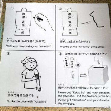 Nezu-jinja (Tokyo), Instructions on how to use the hitogata paper doll