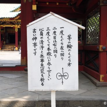 Nezu-jinja (Tokyo), Instructions to form the 8-shaped figure while going through the Chinowa grass ring