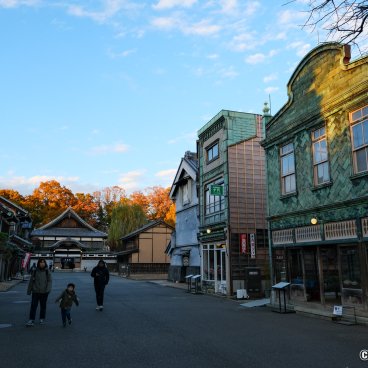 Edo-Tokyo Open-Air Architectural Museum, Shitamachi-naka street in a late afternoon in autumn