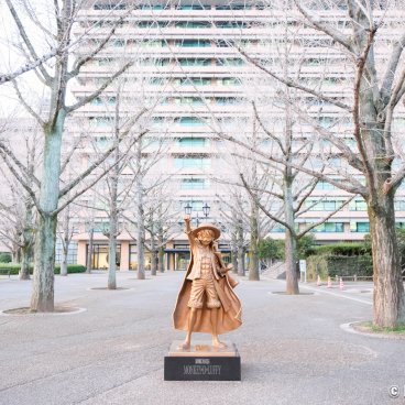 One Piece Kumamoto Revival Project (Kyushu), Statue of Luffy in the city center of Kumamoto in winter