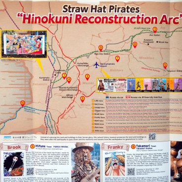 One Piece Kumamoto Revival Project (Kyushu), Paper map to find the statues