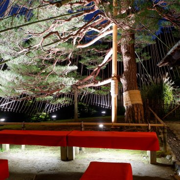 Autumn Illuminations in Rikugi-en (Tokyo), Night view on Fukiage-chaya teahouse 2