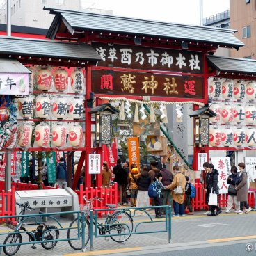 Asakusa Otori-jinja (Tokyo), Entrance of the shrine for Hatsumode in early January 2