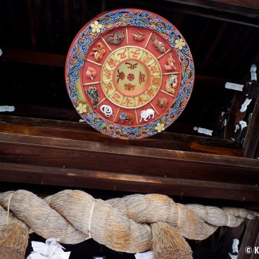 Osaka Tenmangu, Representation of the Chinese Zodiac on a wood circle