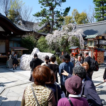 Yasui Konpiragu (Kyoto), Waiting line to go through the Enkiri Enmusubi Ishi sacred stone