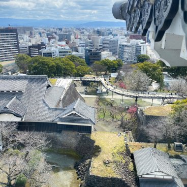 Kumamoto Castle, Panoramic view from the keep's observatory after its 2021 reconstruction