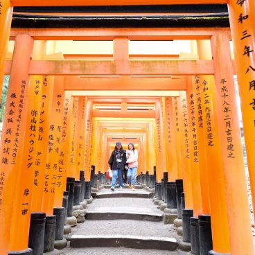 Fushimi Inari Taisha (Kyoto), Torii gate tunnel covering a stairway with large steps