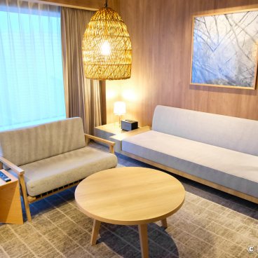 The Royal Park Canvas Fukuoka Nakasu (Kyushu), Living area of the Premium Twin Riverside room