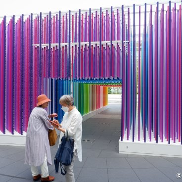 Takanawa Gateway City (Tokyo), Temporary artwork "100 colors path" by Emmanuelle Moureaux displayed in 2025