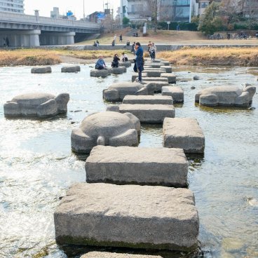Demachiyanagi Delta (Kyoto), Detail of the rectangular and turtle-shaped stepping stones 2