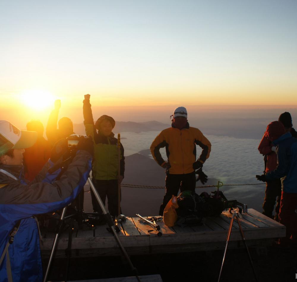 Sunrise at the top of Mount Fuji