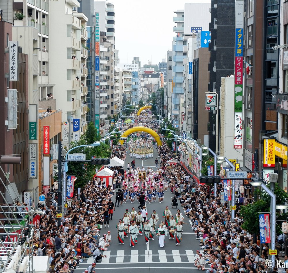 Koenji Awa-Odori (Tokyo), Traditional dancers performing