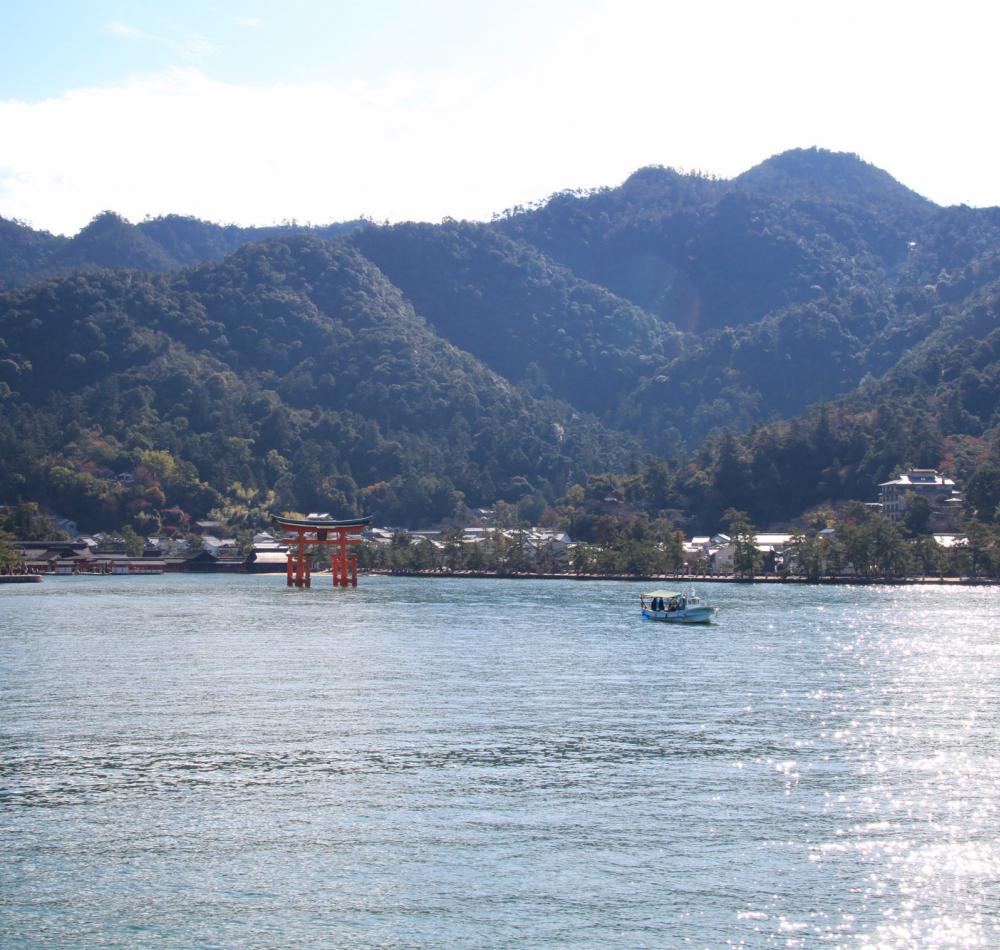 View on Miyajima Island and its floating torii gate
