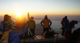 Sunrise at the top of Mount Fuji