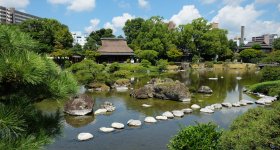 View on Suizen-ji Joju-en garden from the teahouse