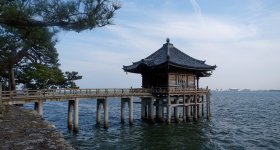 Mangetsu-ji in Otsu, Ukimido floating pavilion